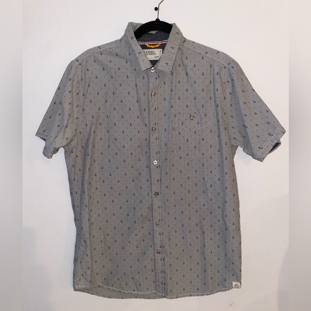 Men’s short sleeve , casual bottom down anchors print